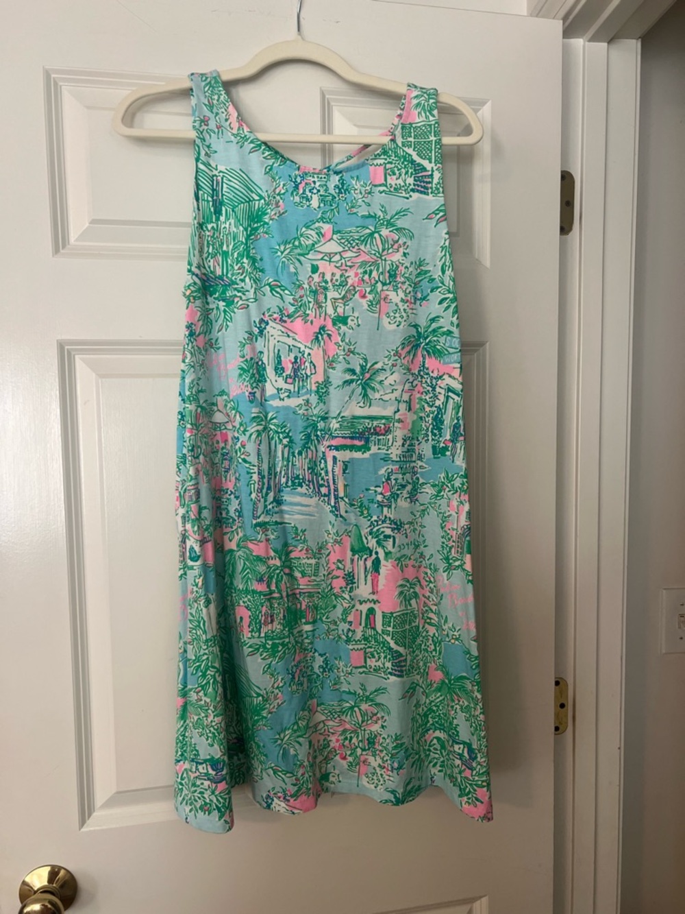 Lilly Pulitzer Lilly Loves Palm Beach Print Sleeveless Shift Dress Aqua & Pink